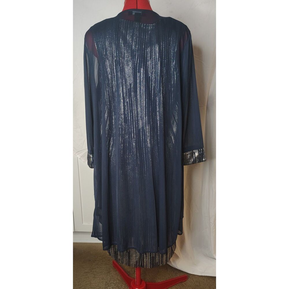 NWT R&M Richards Beaded Jacket Sheath Dress 2 Piece Set Size 12 Navy/Silver 3377 - Picture 2 of 9